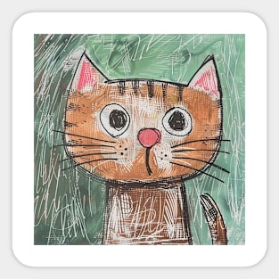 Funny Tabby Cat Portrait for Cat Lovers Gift Sticker
